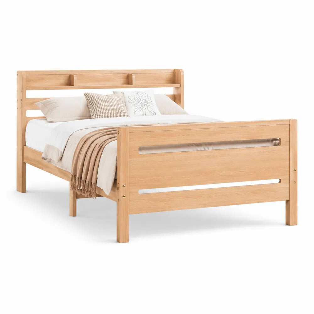 Holzbett Doppelbett mit Kopfteil und Fußteil Kiefer Massivholz Natur 160 x 200 cm