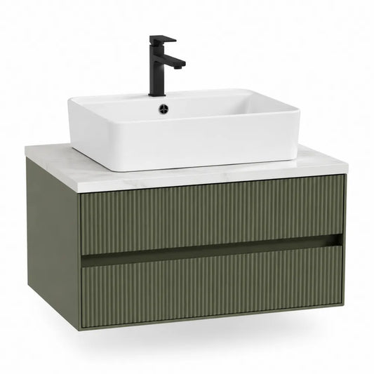 Waschtischunterschrank mit Aufsatzwaschbecken MDF Keramik Grün Weiß 100 x 45 x 50 cm