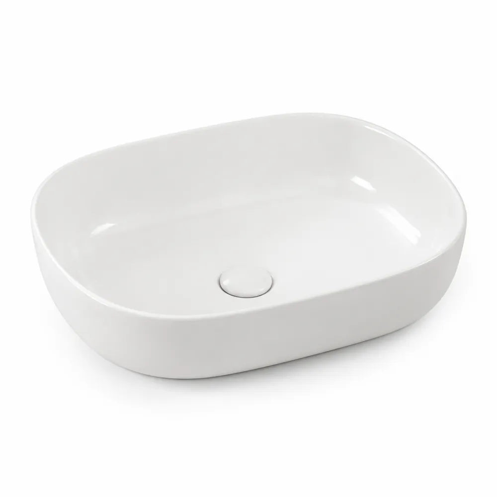 Aufsatzwaschbecken oval Keramik Weiß 60 x 40 x 12 cm