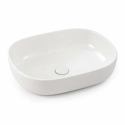 Aufsatzwaschbecken oval Keramik Weiß 60 x 40 x 12 cm