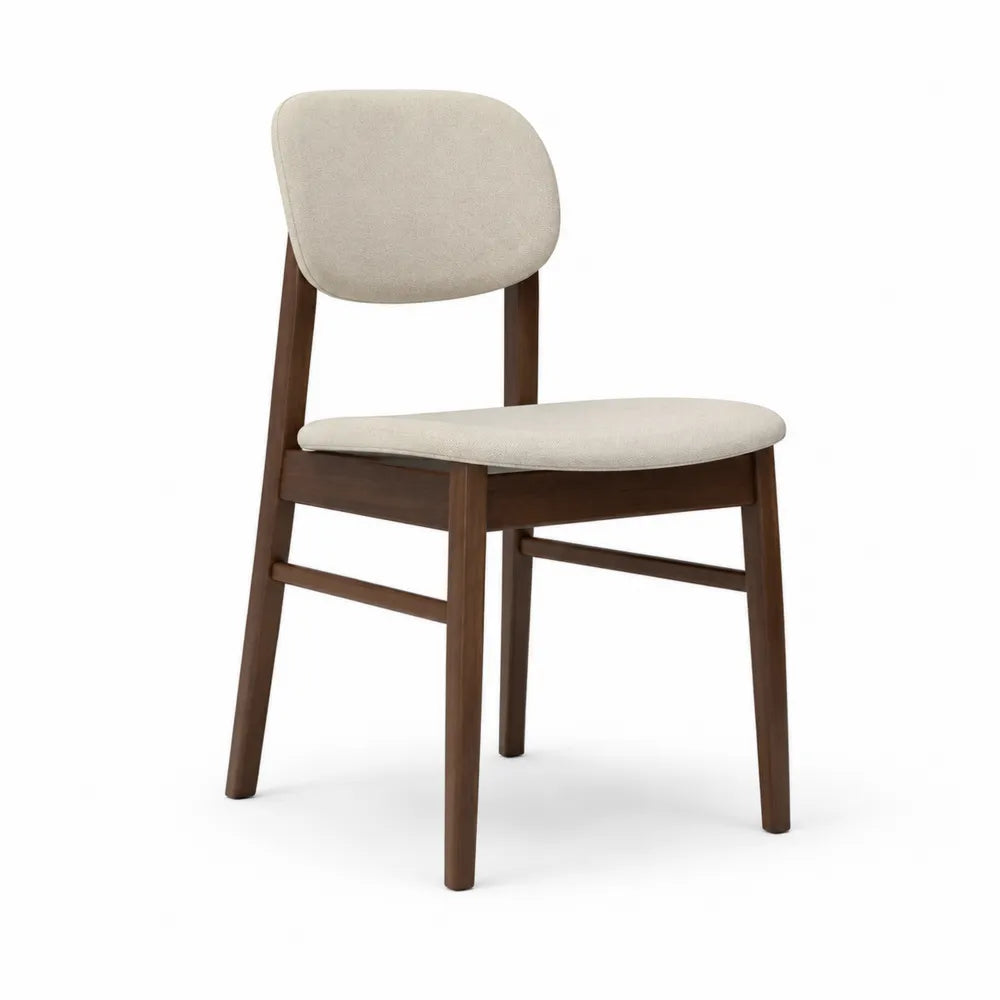 Esszimmerstuhl Polsterstuhl Polyesterbezug Schaumstofffüllung Holzbeine Beige Braun 55 x 58 x 82 cm