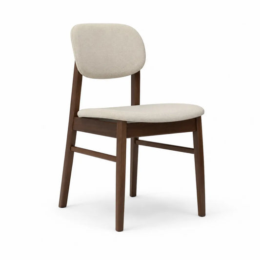 Esszimmerstuhl Polsterstuhl Polyesterbezug Schaumstofffüllung Holzbeine Beige Braun 55 x 58 x 82 cm