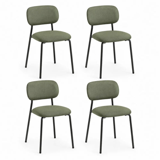 Esszimmerstuhl Set 4 Stück Polsterstuhl Stoffbezug Metallbeine Olivgrün Schwarz 45 cm x 55 cm x 82 cm