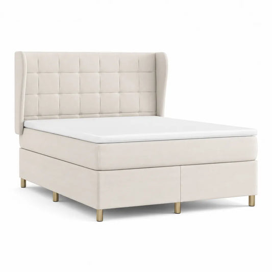 Boxspringbett Doppelbett mit gepolstertem Kopfteil Polyester Bezug Beige 180 x 200 cm